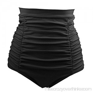 Ulanda Womens Girls Bikini Bottom Retro High Waisted Swimwear Bottoms Shirred Ruched Swim Short Tankinis Black B07MZ2KP4M